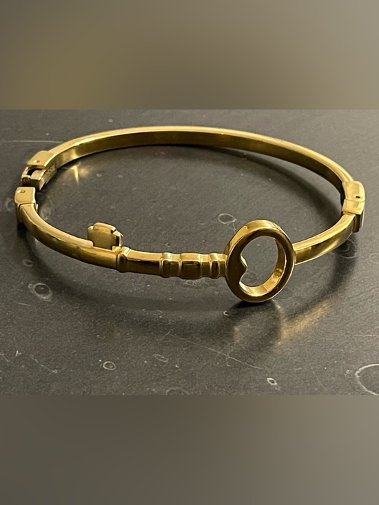 Fossil Jewelry - Fossil Gold-Tone Slim Bracelet with Logo Accent